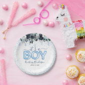 Het is een Baby shower van de Jongen Blauwe Floral Papieren Bordje (Feest)