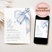 Het is een Baby shower van de Jongen Blue Bow. Kaart