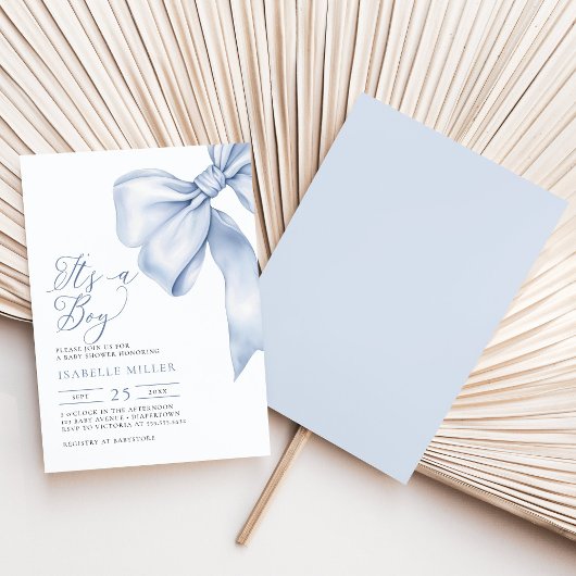 Het is een Baby shower van de Jongen Blue Bow. Kaart