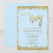 Het is een Baby shower van de Jongen Blue Faux Gol Kaart (Voorkant / Achterkant)