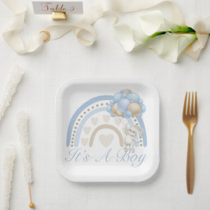 Het is een Baby shower van de Jongen Blue Pastel R Papieren Bordje