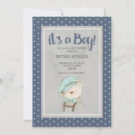 Het is een Baby shower van de Jongen Blue Teddy Be Kaart