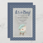 Het is een Baby shower van de Jongen Blue Teddy Be Kaart (Voorkant / Achterkant)