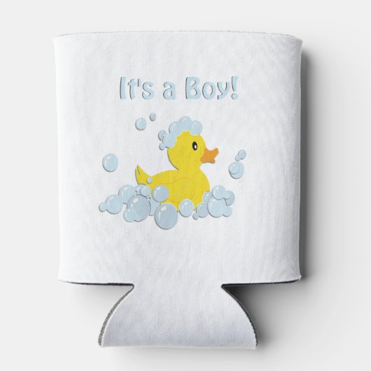 Het is een Baby shower van de Jongen Bubble Blikjeskoeler (Achterkant)