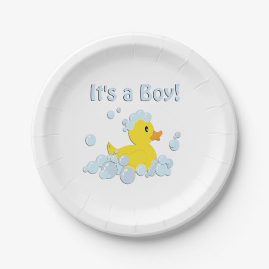 Het is een Baby shower van de Jongen Bubble Papieren Bordje (Voorkant)