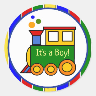 Het is een Baby shower van de Jongen Choo-trein. Ronde Sticker
