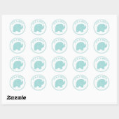 Het is een Baby shower van de jongen Cute Blue Ele Ronde Sticker (Vel)