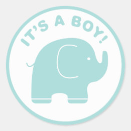 Het is een Baby shower van de jongen Cute Blue Ele Ronde Sticker