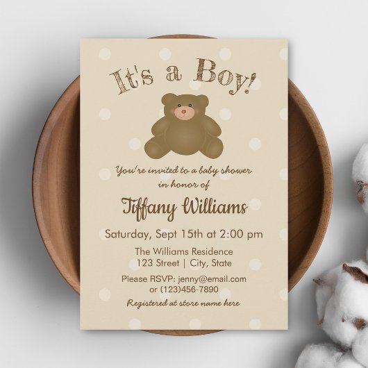 Het is een Baby shower van de Jongen Cute Teddy Be Kaart