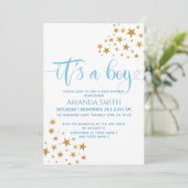 Het is een Baby shower van de Jongen Gele sterren Kaart (Staand voorkant)