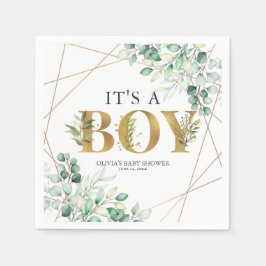 Het is een Baby shower van de Jongen Greenery Euca Servet