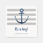 Het is een Baby shower van de Jongen Nautical Grey Servet (Voorkant)