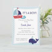 Het is een Baby shower van de Jongen Nautical Sail Kaart (Staand voorkant)