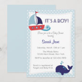 Het is een Baby shower van de Jongen Nautical Sail Kaart (Voorkant / Achterkant)