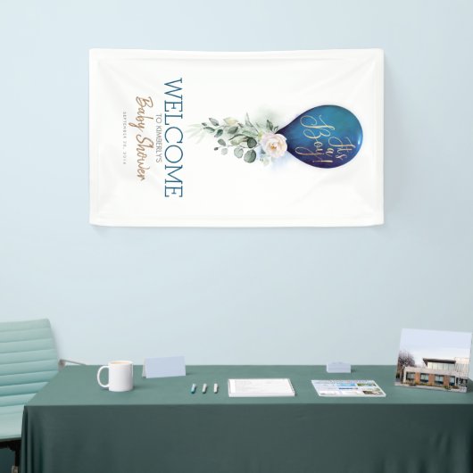 Het is een Baby shower van de Jongen Navy Blue Bal Spandoek (Beurs)