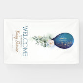 Het is een Baby shower van de Jongen Navy Blue Bal Spandoek (Horizontaal)