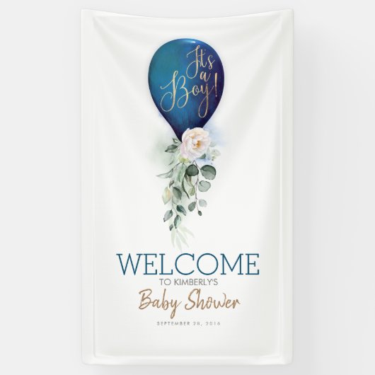 Het is een Baby shower van de Jongen Navy Blue Bal Spandoek (Verticaal)