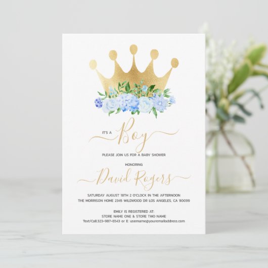 Het is een baby shower van de Jongen. Save The Date (Staand voorkant)