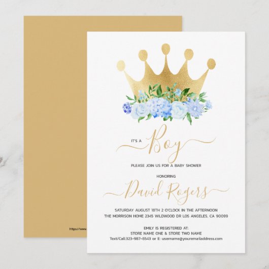 Het is een baby shower van de Jongen. Save The Date (Voorkant / Achterkant)