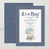 Het is een Baby shower van de Jongen Teddy Bear... Kaart (Voorkant / Achterkant)