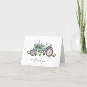 Het is een Baby shower van de Jongen Tractor Dank Bedankkaart