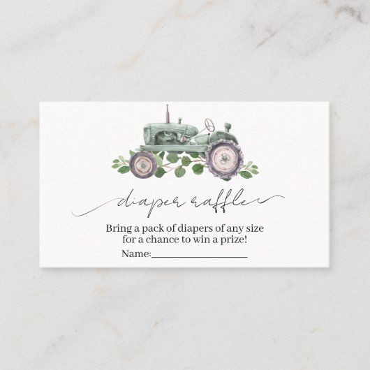 Het is een Baby shower van de Jongen Tractor Diape Visitekaartje (Voorkant)