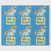Het is een Baby shower van de Jongen Unicorn Cadeaupapier (Vlak)