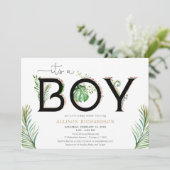 Het is een baby shower van de jongensstam oerwoud  kaart (Staand voorkant)