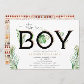 Het is een baby shower van de jongensstam oerwoud  kaart (Voorkant / Achterkant)