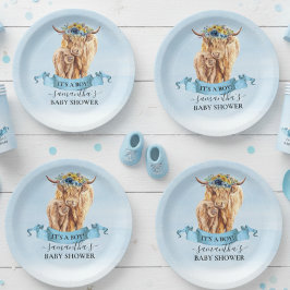Het is een Baby shower van de Koe van de Jongen Bl Papieren Bordje