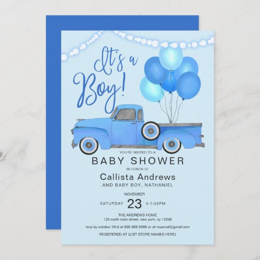 Het is een Baby shower van de Lichten van de Jonge Kaart (Voorkant / Achterkant)