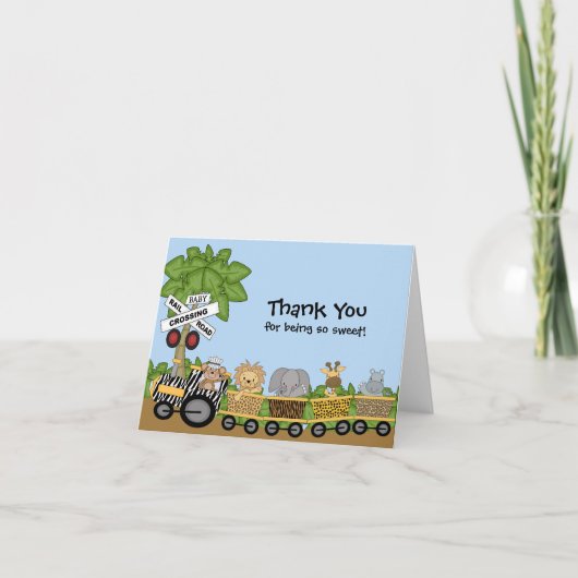 Het is een Baby shower van de Trein van het Baby Bedankkaart (Voorkant)