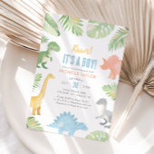 Het is een Baby shower van de Waterverf Dinosaur. Kaart