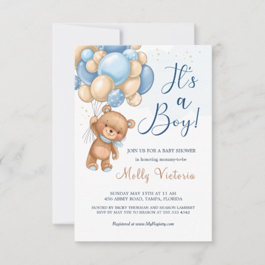 Het is een Baby shower van een Beer-jongen. (Voorkant)