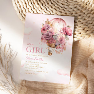 Het is een Baby shower van een Girl Boho Pink Flor Kaart