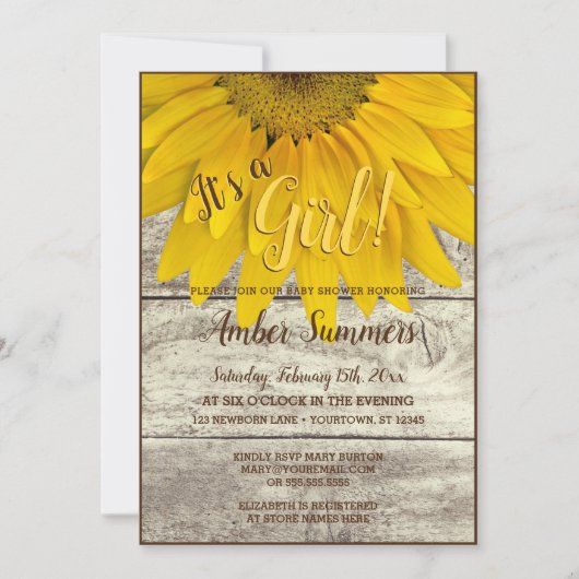 Het is een Baby shower van een Girl Floral Sunflow Kaart (Voorkant)