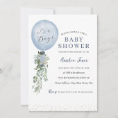 Het is een Baby shower van een Jongen Blauwe Ballo Kaart (Voorkant)