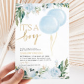 Het is een Baby shower van een Jongen Blauwe Ballo Kaart