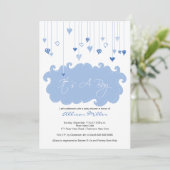 Het is een Baby shower van een jongen Blue Hearts Kaart (Staand voorkant)