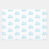 Het is een Baby shower van een jongen Blue Typogra Inpakpapier Vel (Voorkant)