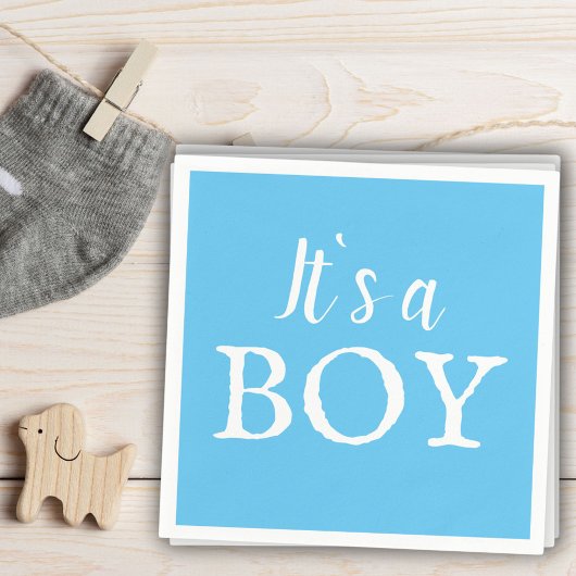 Het is een Baby shower van een jongen Blue Typogra Servet