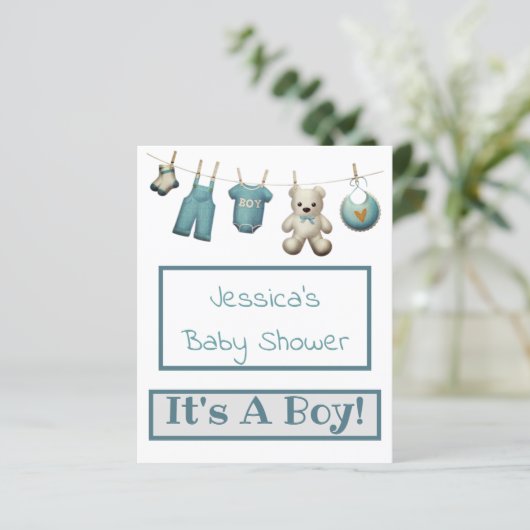 Het is een Baby shower van een jongen Clothes Line (Staand voorkant)