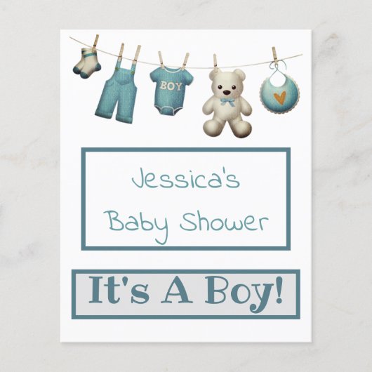 Het is een Baby shower van een jongen Clothes Line (Voorkant)