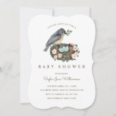 Het is een Baby shower van een jongen Floral Bird. Kaart (Voorkant)