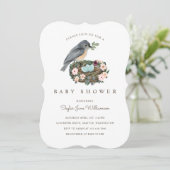 Het is een Baby shower van een jongen Floral Bird. Kaart (Staand voorkant)