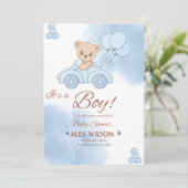 Het is een baby shower van een jongen kaart (Staand voorkant)