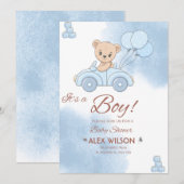 Het is een baby shower van een jongen kaart (Voorkant / Achterkant)