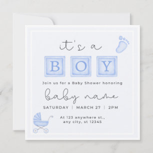 Het is een Baby shower van een jongen. Kaart