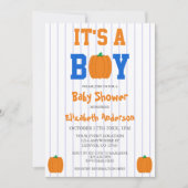 Het is een Baby shower van een jongen pompoen Kaart (Voorkant)