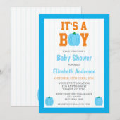 Het is een Baby shower van een jongen pompoen Kaart (Voorkant / Achterkant)